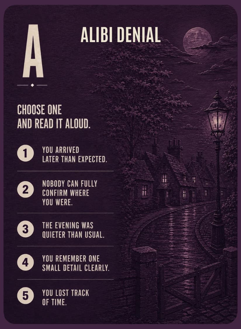 Alibi Denial A card